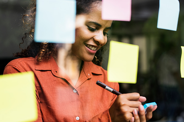 Woman brainstorming ideas