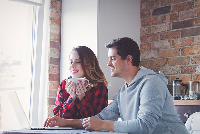 Couple organising finances