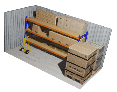 Commercial Storage unit with shelving installed