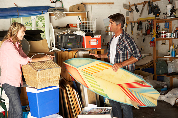 Couple discussing decluttering