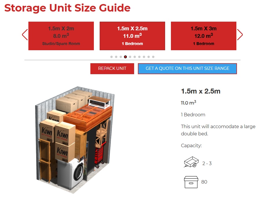 3D storage unit visualiser