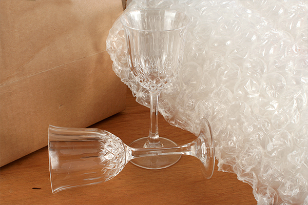 Wine glasses and bubble wrap