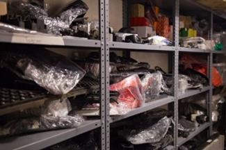 parts in storage on shelves parts in storage on shelves