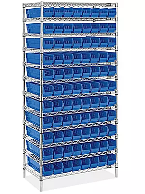 Storage bins mounter on shelving
