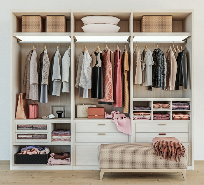 Very tidy wardrobe with 30% empty space