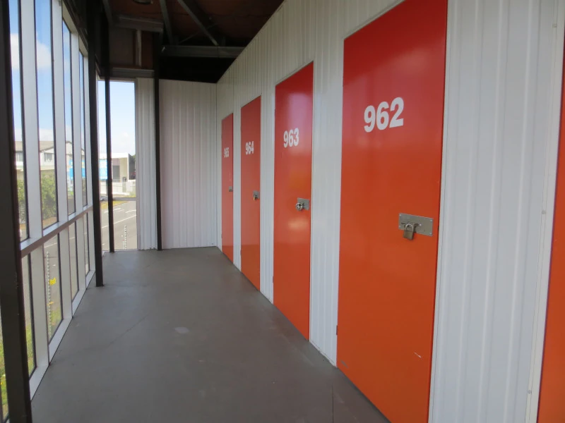 outside corridor with storage units